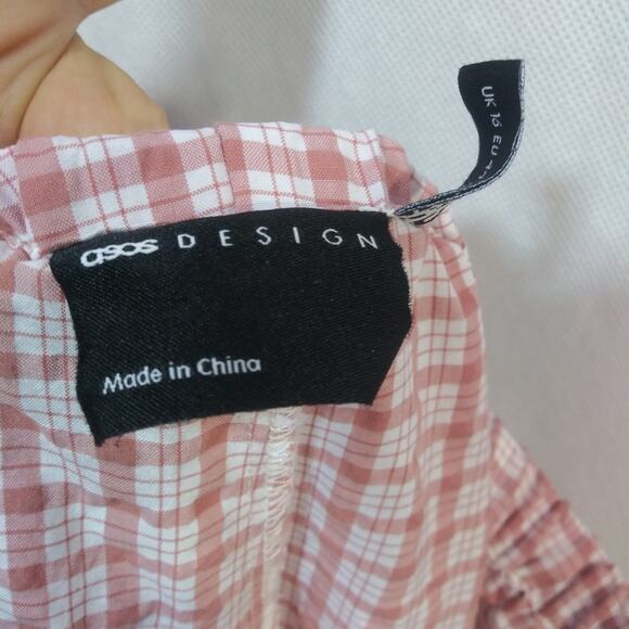 ASOS DESIGN Casual Flare Pants in Pink Check Size 12 - Picture 6 of 8